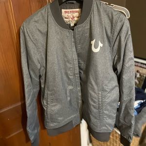 True Religion Grey Bomber Jacket Size XL
